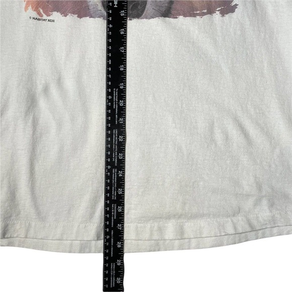 Vintage 90s Habitat Wolf White T-Shirt Size L‎ Wolves Nature Animals Wildlife - Picture 5 of 5